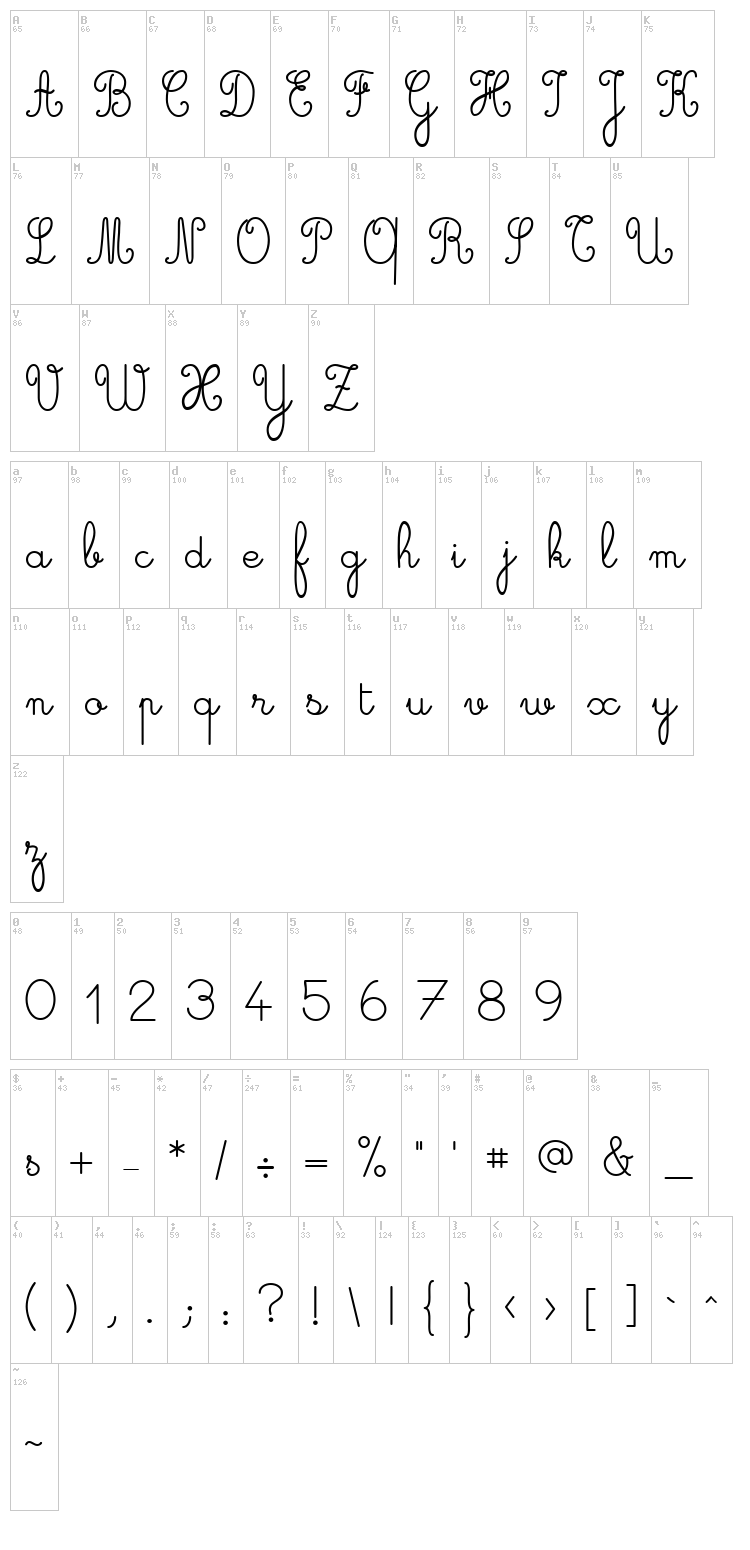 Cursive font map